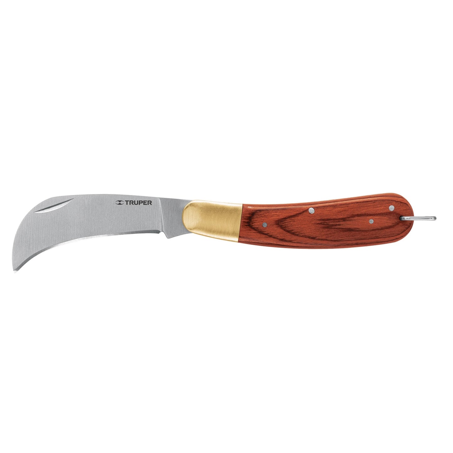 Folding 8" Electrician's Knife With Wooden Handle, TRUPER