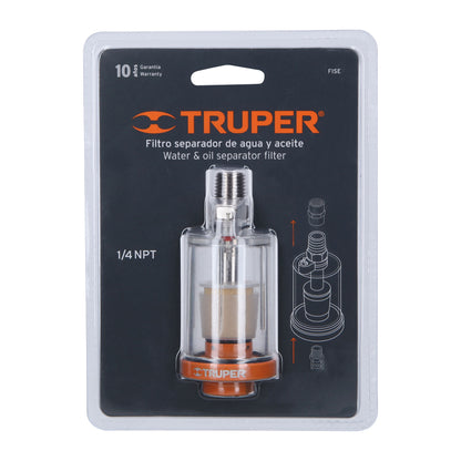 Oil and Water Separator Filter, 1/4" NPT Thread TRUPER