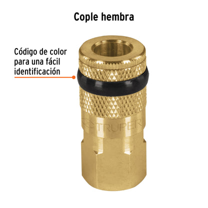 Brass Quick Coupling, Female, 1/4" NPT, TRUPER