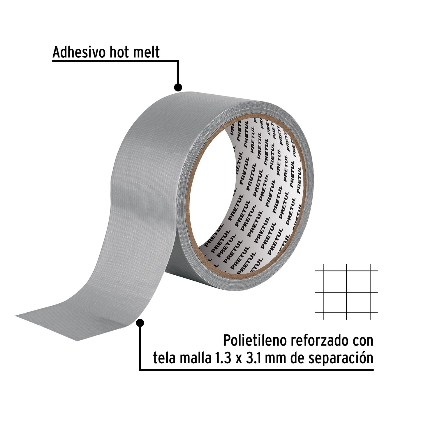 Duct Tape 10m x 48mm, Thickness 0.16mm, PRETUL