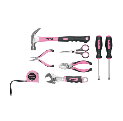 Basic tool set, pink, 8 pieces, PRETUL