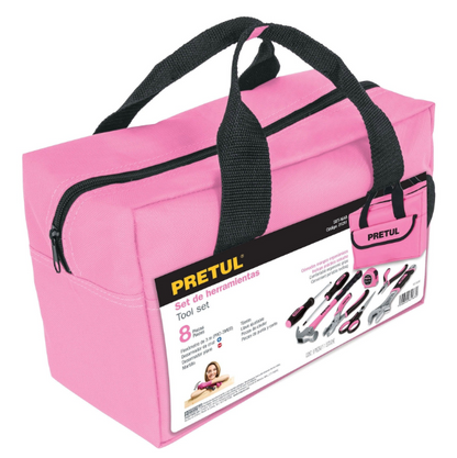 Basic tool set, pink, 8 pieces, PRETUL