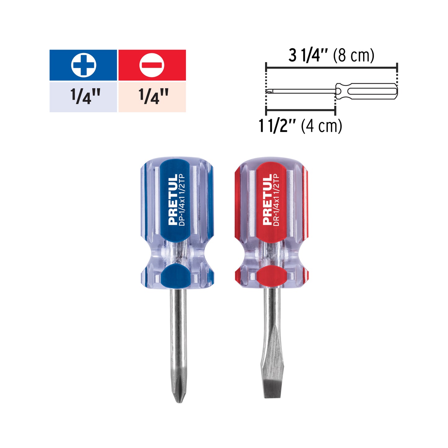 Duo of Screwdrivers 1/4 x 1-1/2" PVC Handle, PRETUL