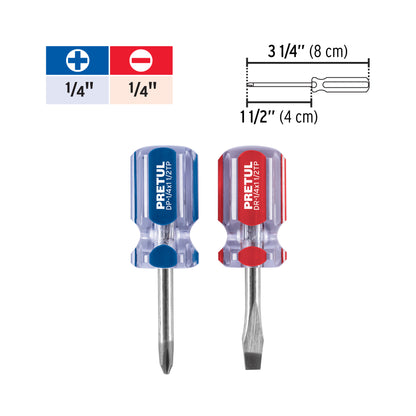Duo of Screwdrivers 1/4 x 1-1/2" PVC Handle, PRETUL