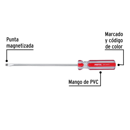 Flat Screwdriver 1/4 x 8" PVC Handle, PRETUL
