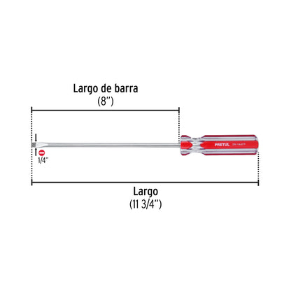 Flat Screwdriver 1/4 x 8" PVC Handle, PRETUL