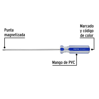 Cross Screwdriver 1/4 x 8" PVC Handle, PRETUL