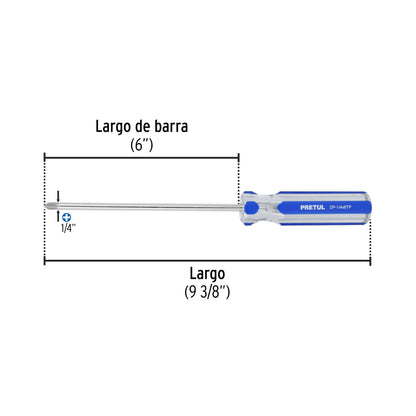 Cross screwdriver 1/4 x 6" PVC handle, PRETUL