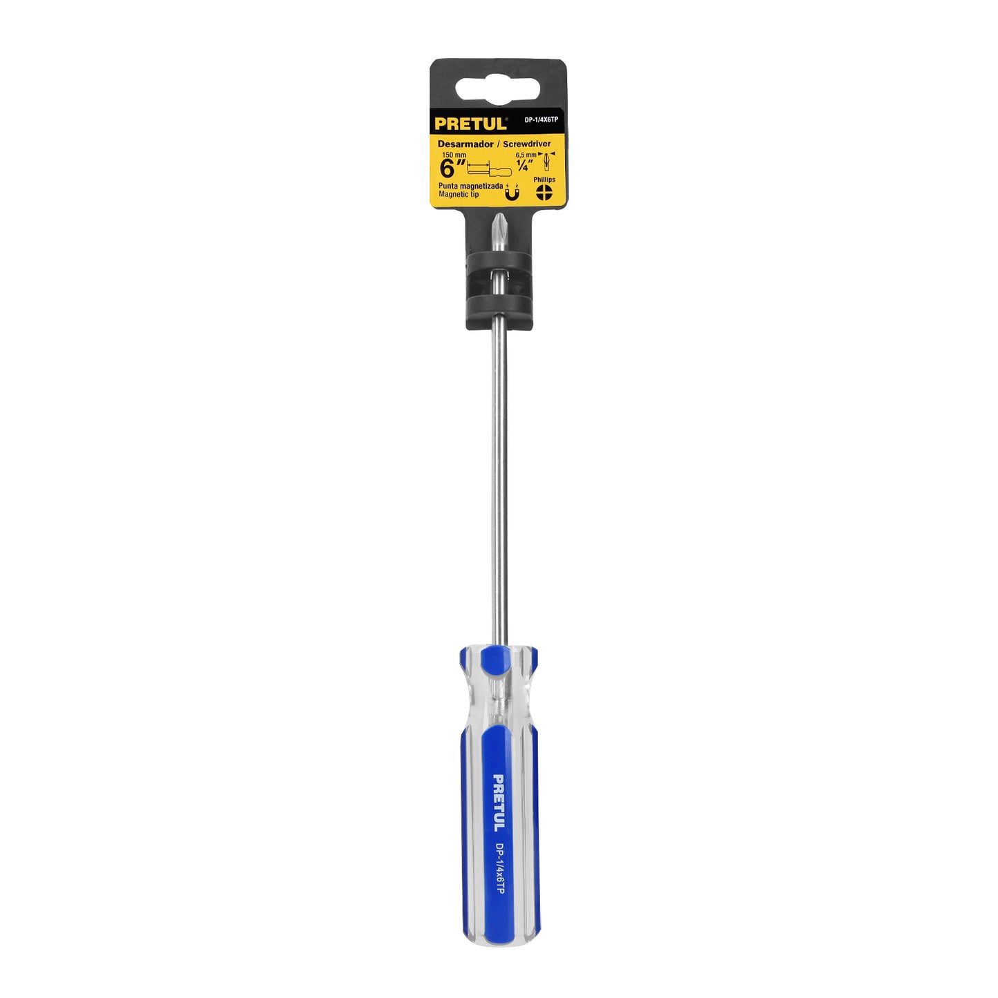 Cross screwdriver 1/4 x 6" PVC handle, PRETUL