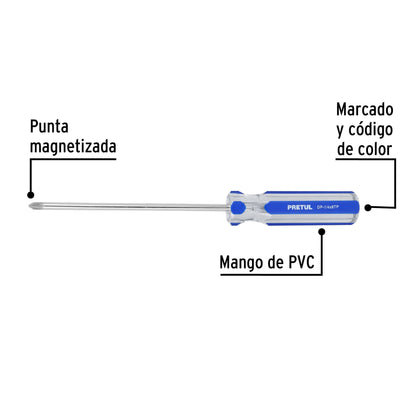 Cross screwdriver 1/4 x 6" PVC handle, PRETUL