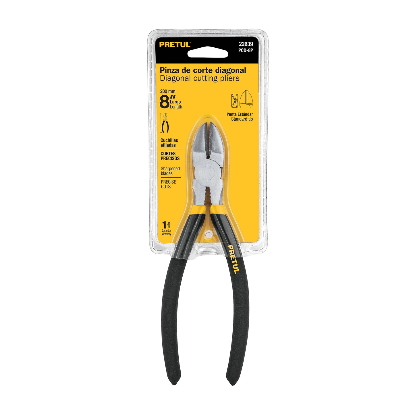 Diagonal Cutting Pliers 8" PVC Handle, PRETUL