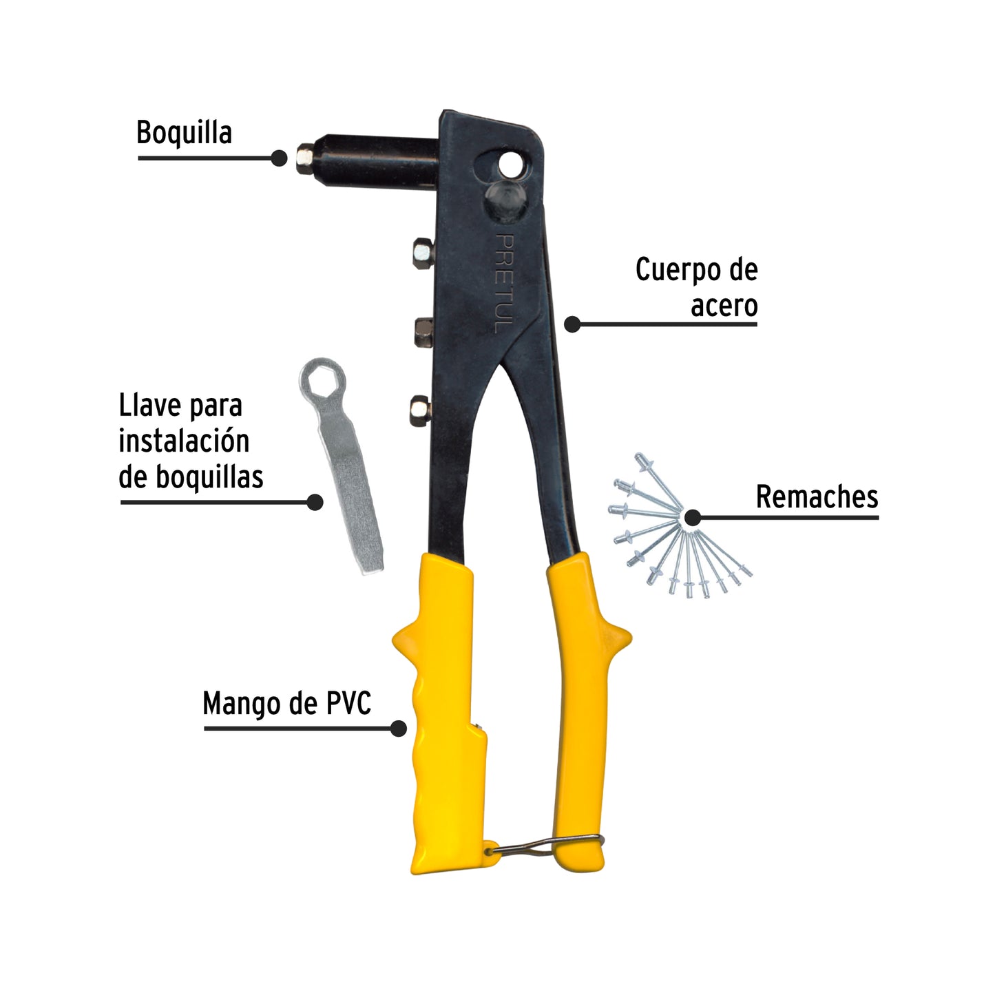 Riveter With Rivets, 10" PRETUL