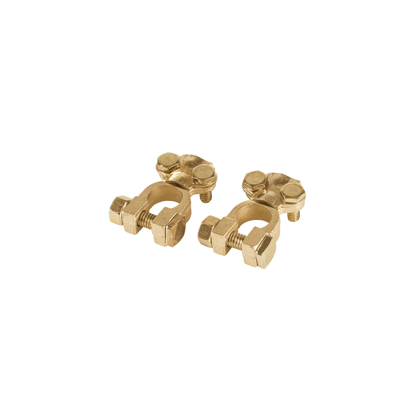 Blister Pack of 2 Battery Terminals, Brass Top Post, PRETUL