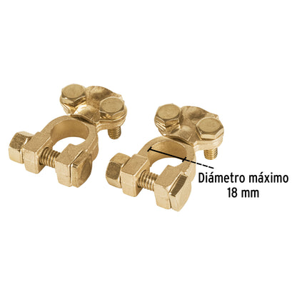 Blister Pack of 2 Battery Terminals, Brass Top Post, PRETUL