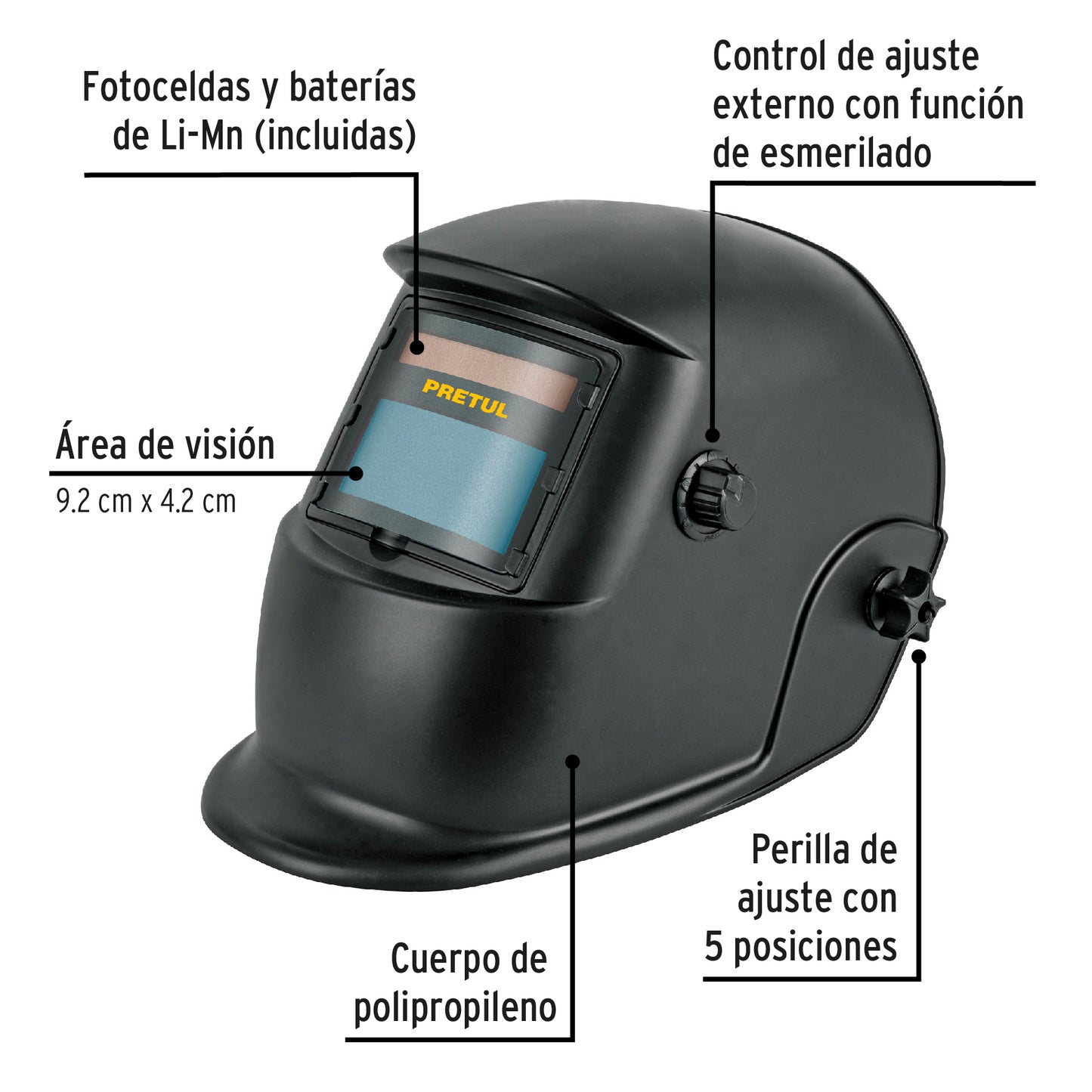 Electronic Welding Helmet 9-13, Semi-Professional, PRETUL