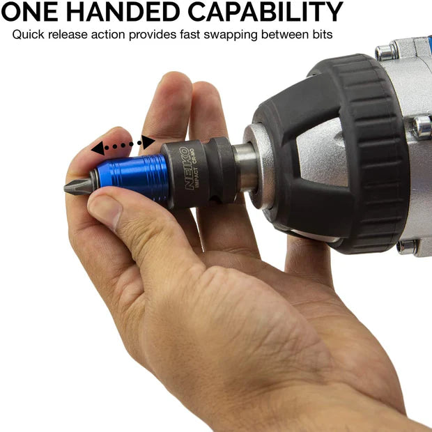 Impact Wrench Adapter — 1/2"(F) Drive to 1/4" Hex Converter, Cr-Mo Steel