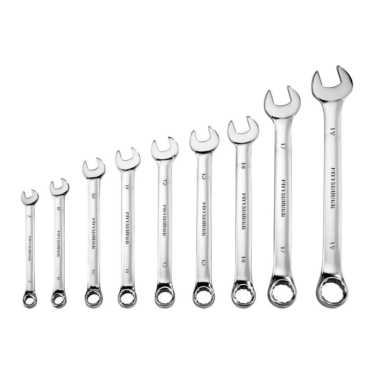 Fully Polished Metric Combination Wrench Set, 9-Piece