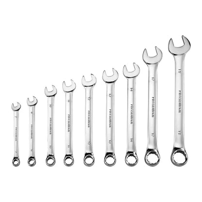 Fully Polished Metric Combination Wrench Set, 9-Piece