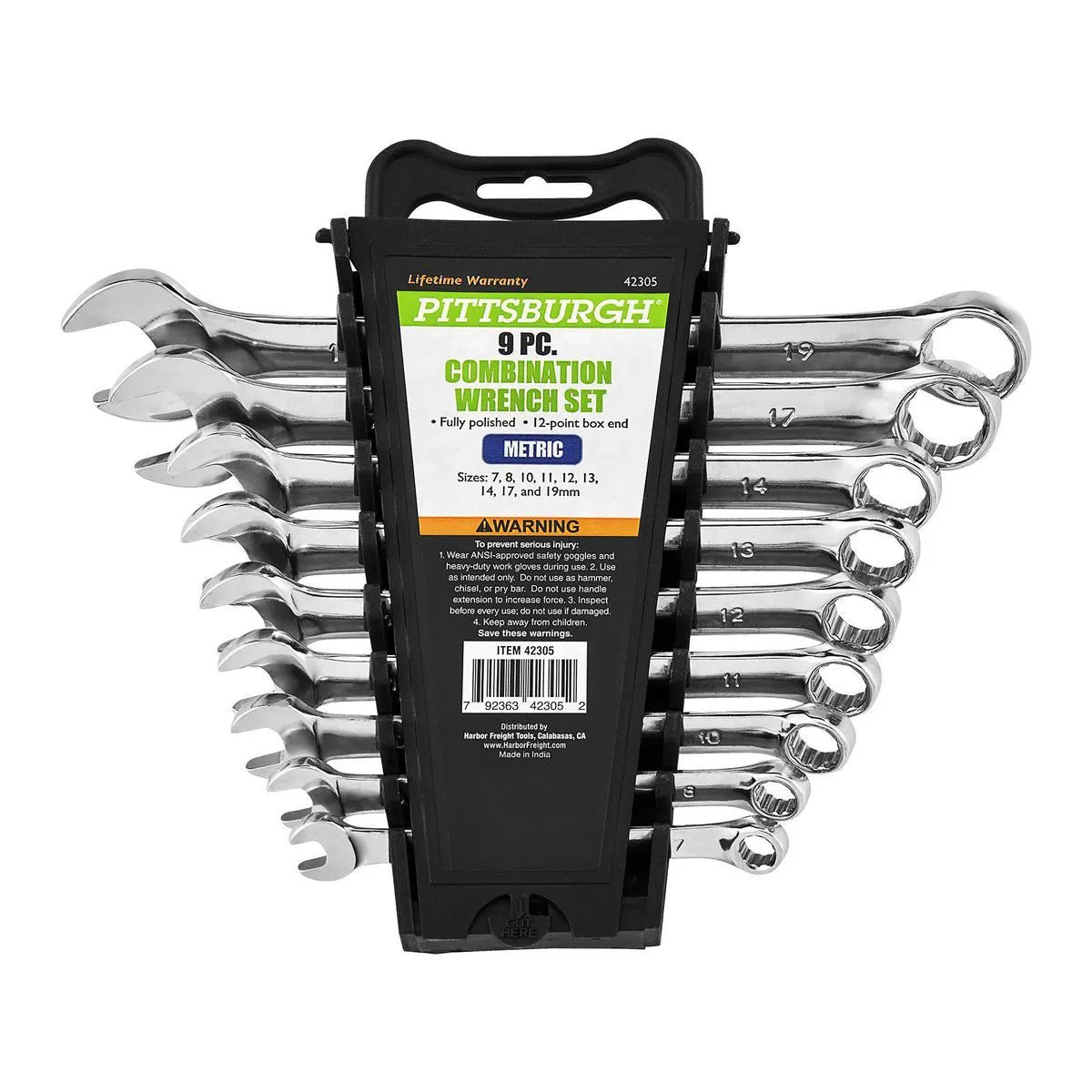 Fully Polished Metric Combination Wrench Set, 9-Piece
