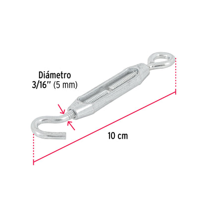 Zinc Turnbuckle 3/16" Eye-Hook, FIERO