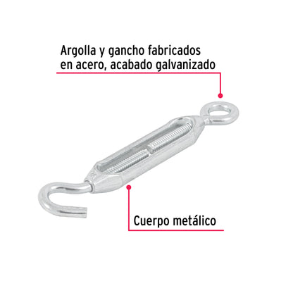 1/4" Hook And Eye Turn Tensioners