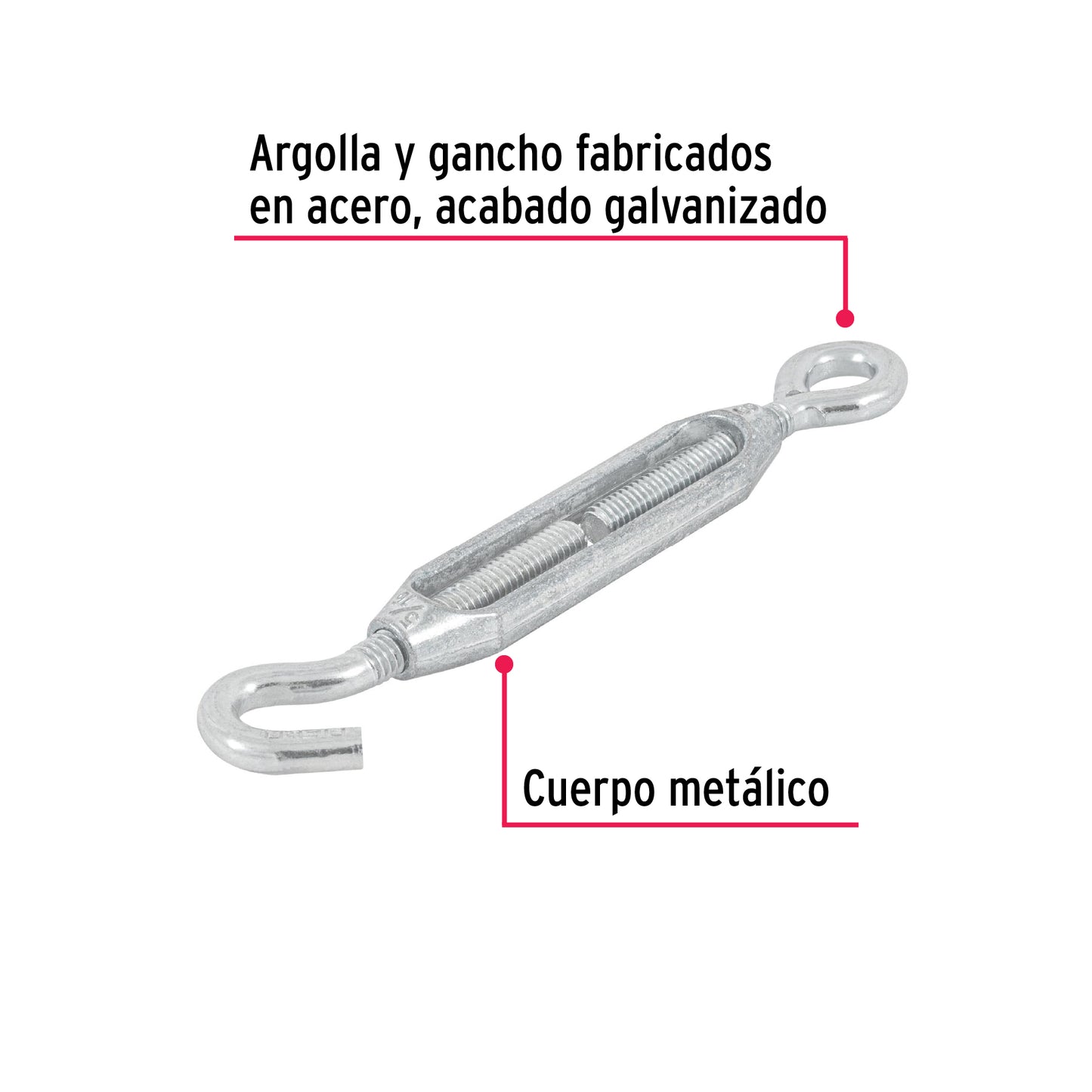 Zinc Turnbuckle 5/16" Eye-Hook, FIERO