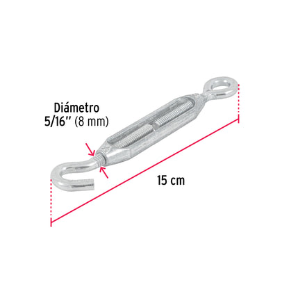 Zinc Turnbuckle 5/16" Eye-Hook, FIERO