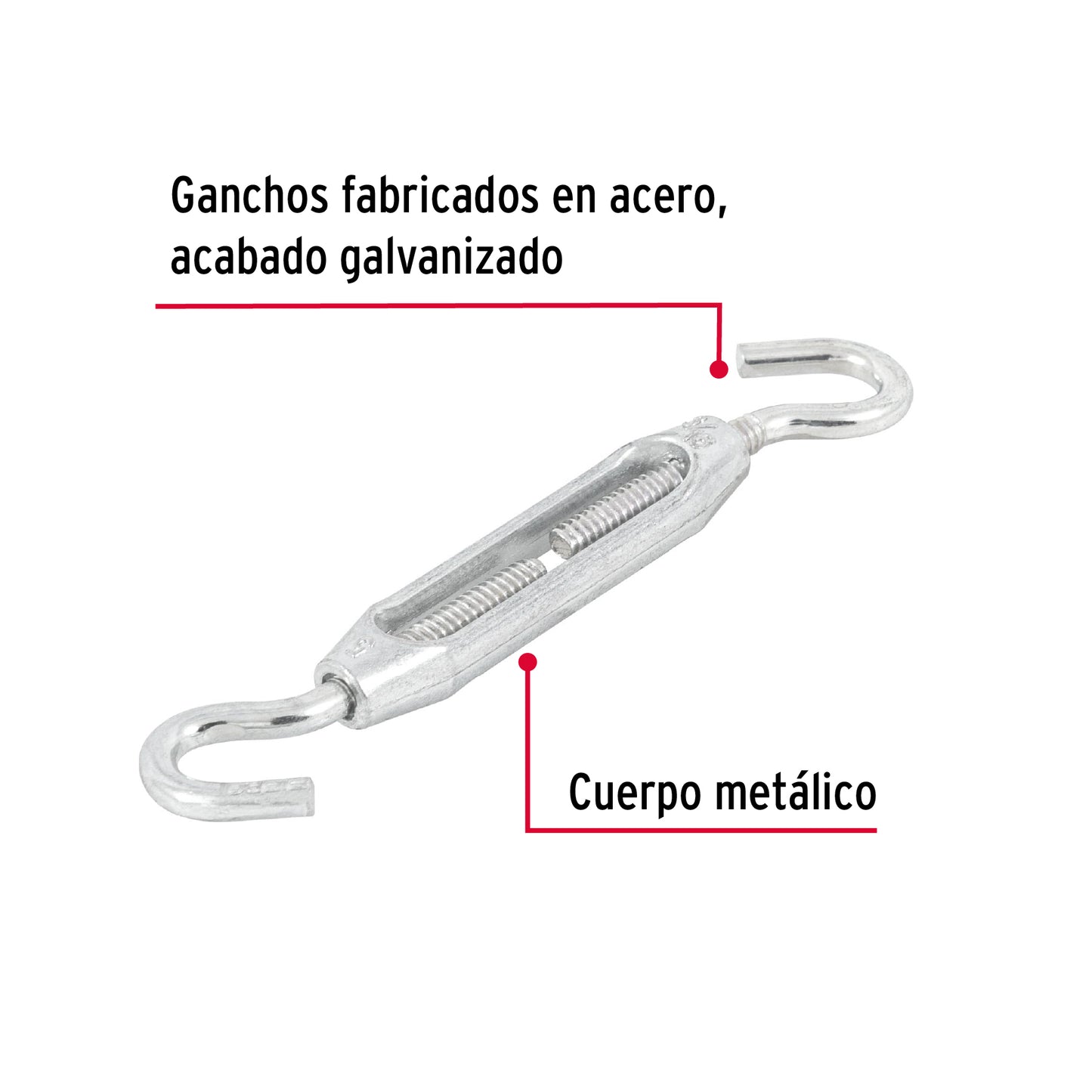 Zinc Turnbuckle 3/16" Hook-To-Hook, FIERO