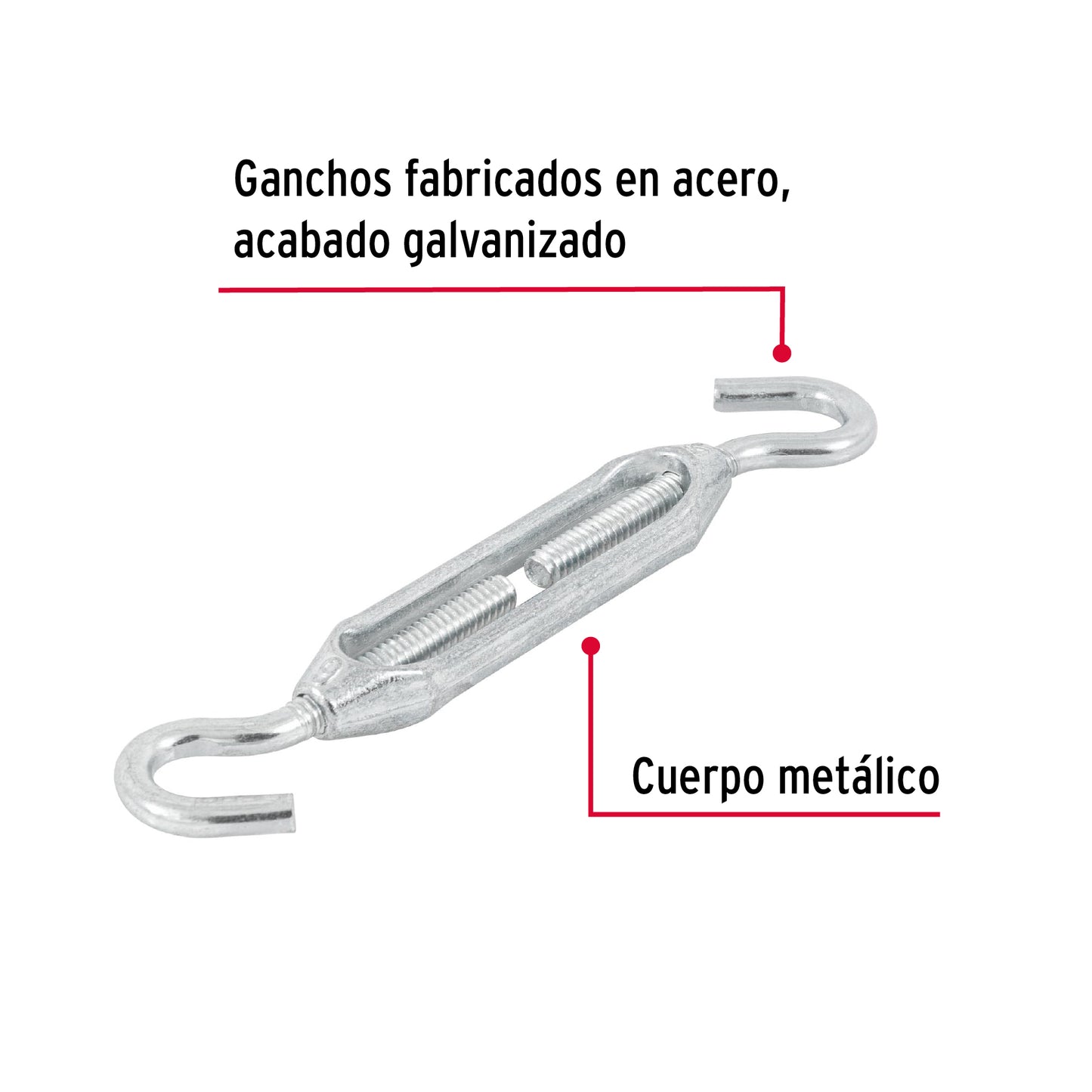 Zinc Turnbuckle 1/4" Hook-To-Hook, FIERO
