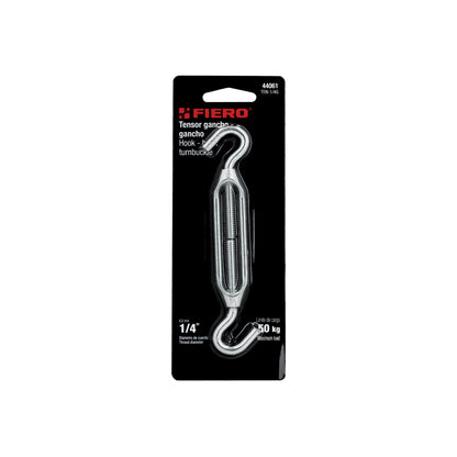 Zinc Turnbuckle 1/4" Hook-To-Hook, FIERO