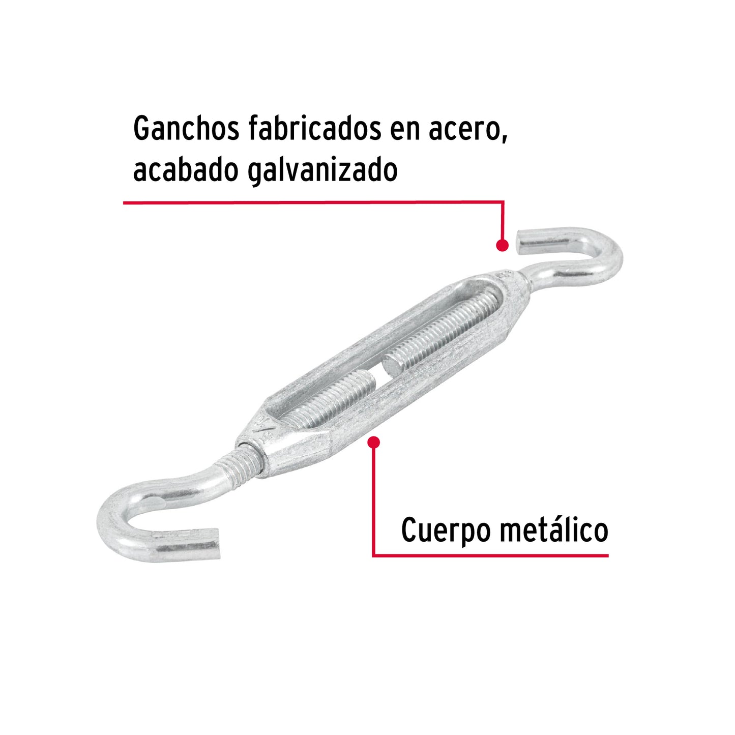 Zinc Turnbuckle 5/16" Hook-to-Hook, FIERO