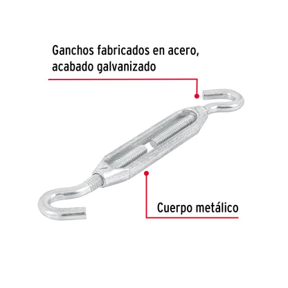 Zinc Turnbuckle 5/16" Hook-to-Hook, FIERO