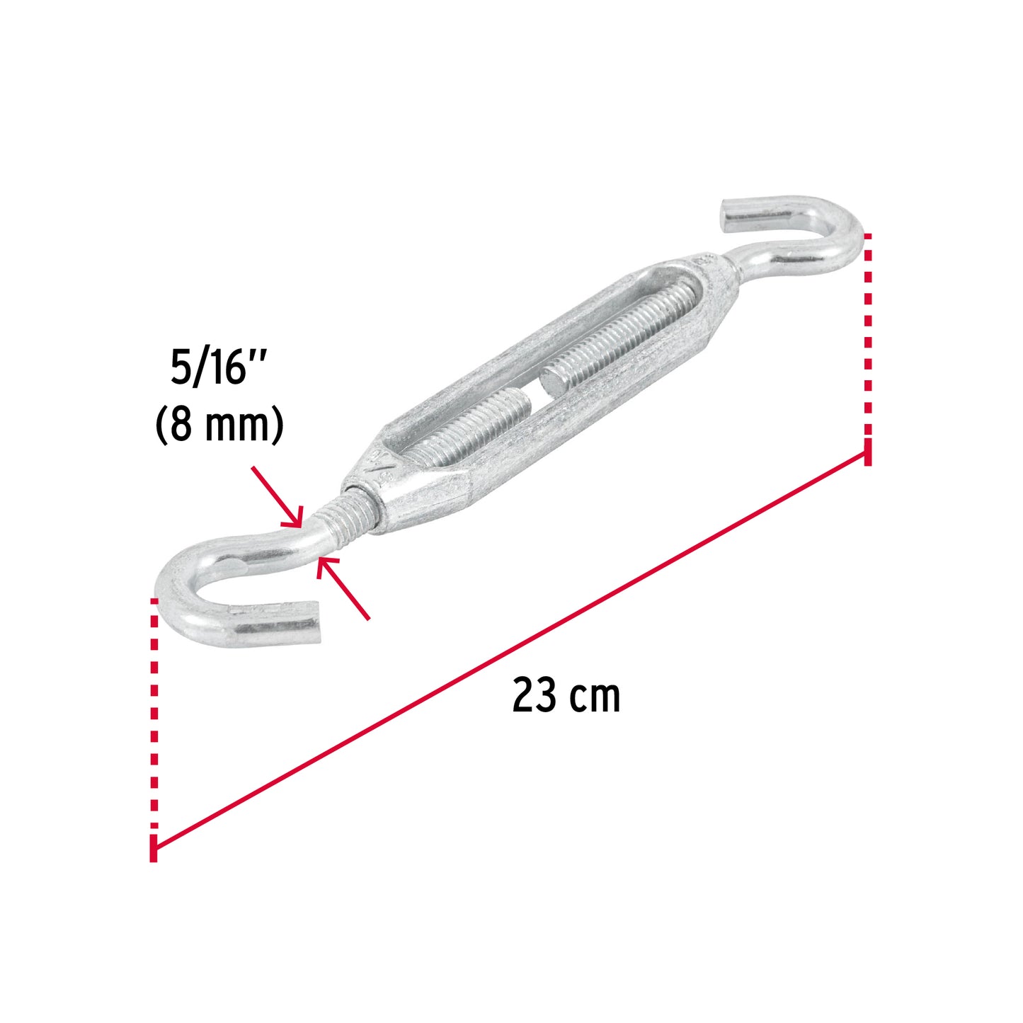 Zinc Turnbuckle 5/16" Hook-to-Hook, FIERO