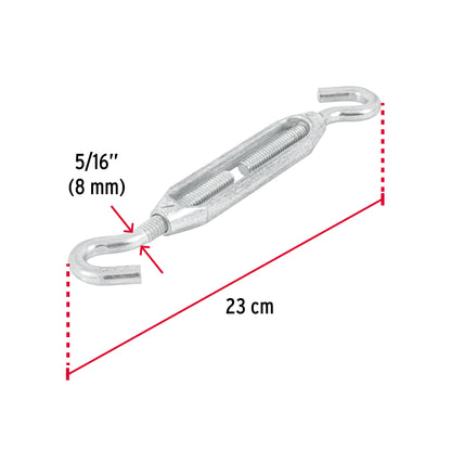 Zinc Turnbuckle 5/16" Hook-to-Hook, FIERO