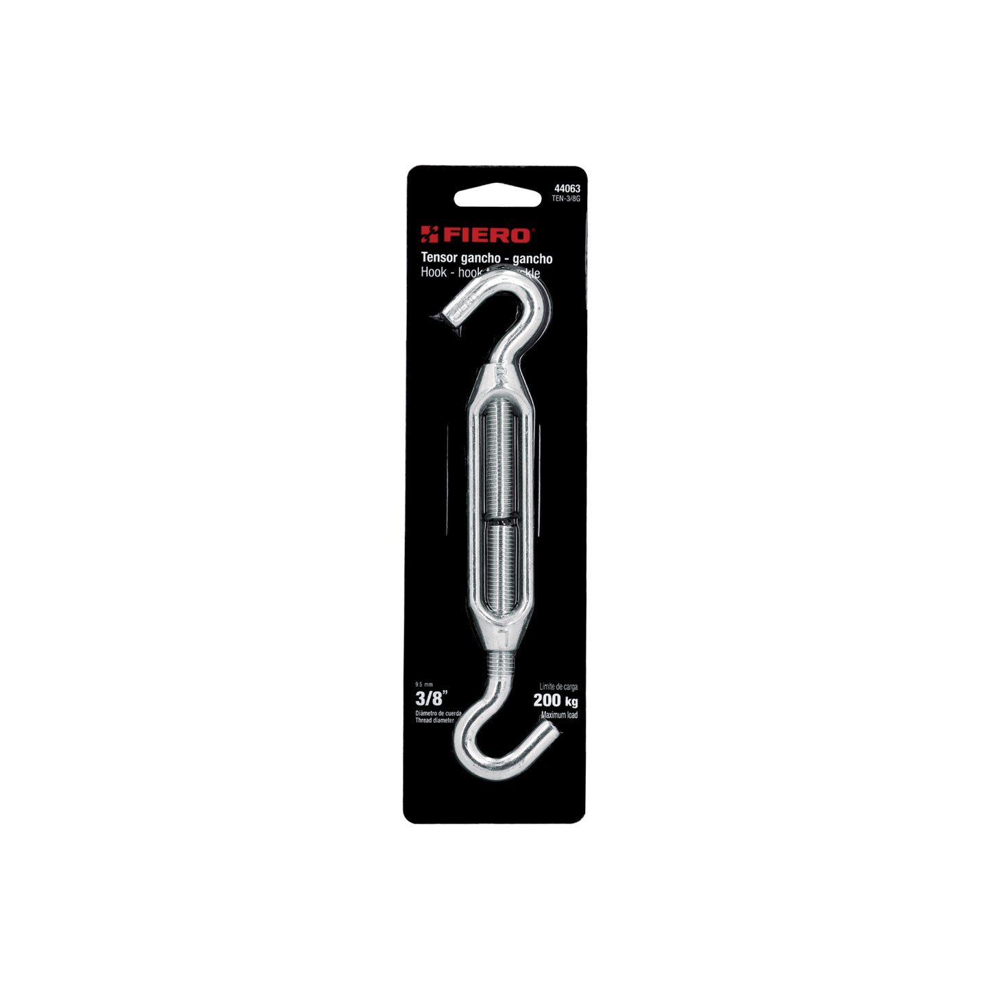 Zinc Turnbuckle 3/8" Hook-To-Hook, FIERO
