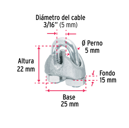 Blister pack with 2 iron cable clamps (dogs) for 3/16" cable