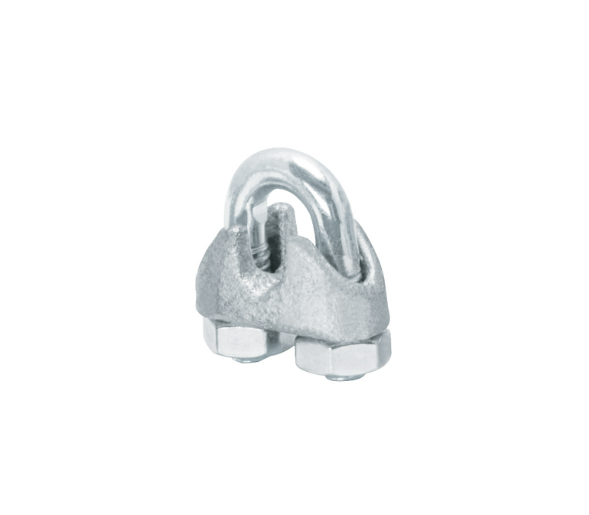 Blister pack with 2 iron cable clamps (dogs) for 3/16" cable