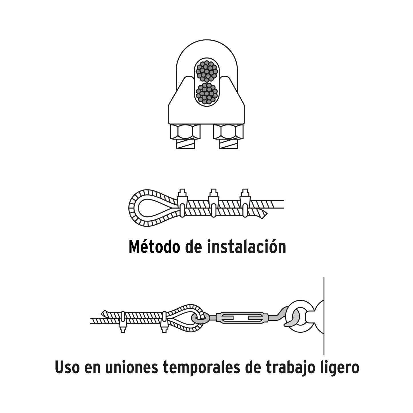 Blister Pack With 2 Iron Cable Clamps (Clamps) For 1/4" Cable, FIERO
