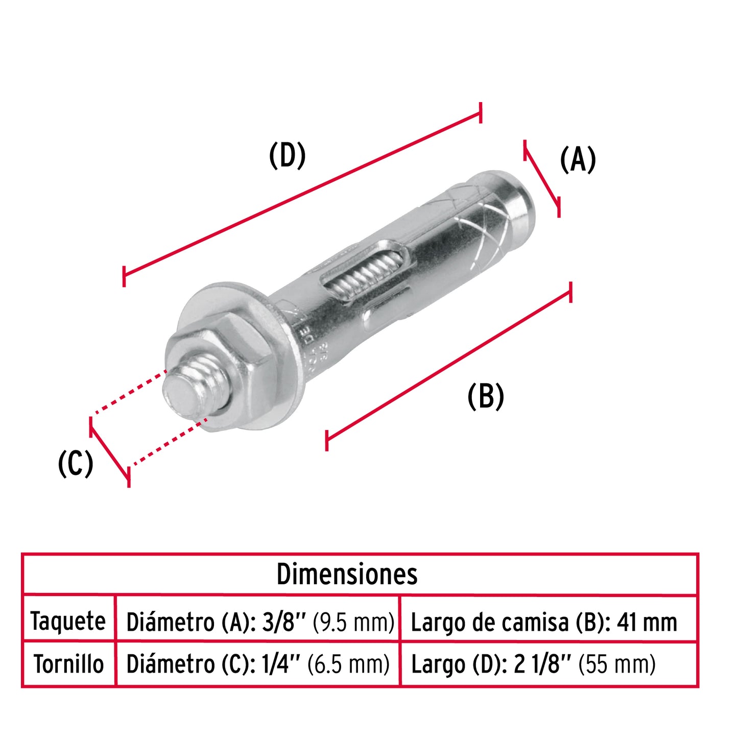 Bag with 4 1/4" expansion anchors with screw "TRUPER"