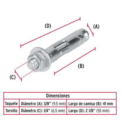 Bag with 4 1/4" expansion anchors with screw "TRUPER"