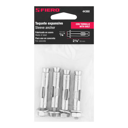 Bag with 4 1/4" expansion anchors with screw "TRUPER"