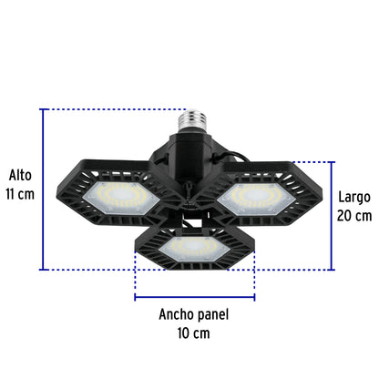 50W 6500K LED lamp with 3 adjustable panels, VOLTECK