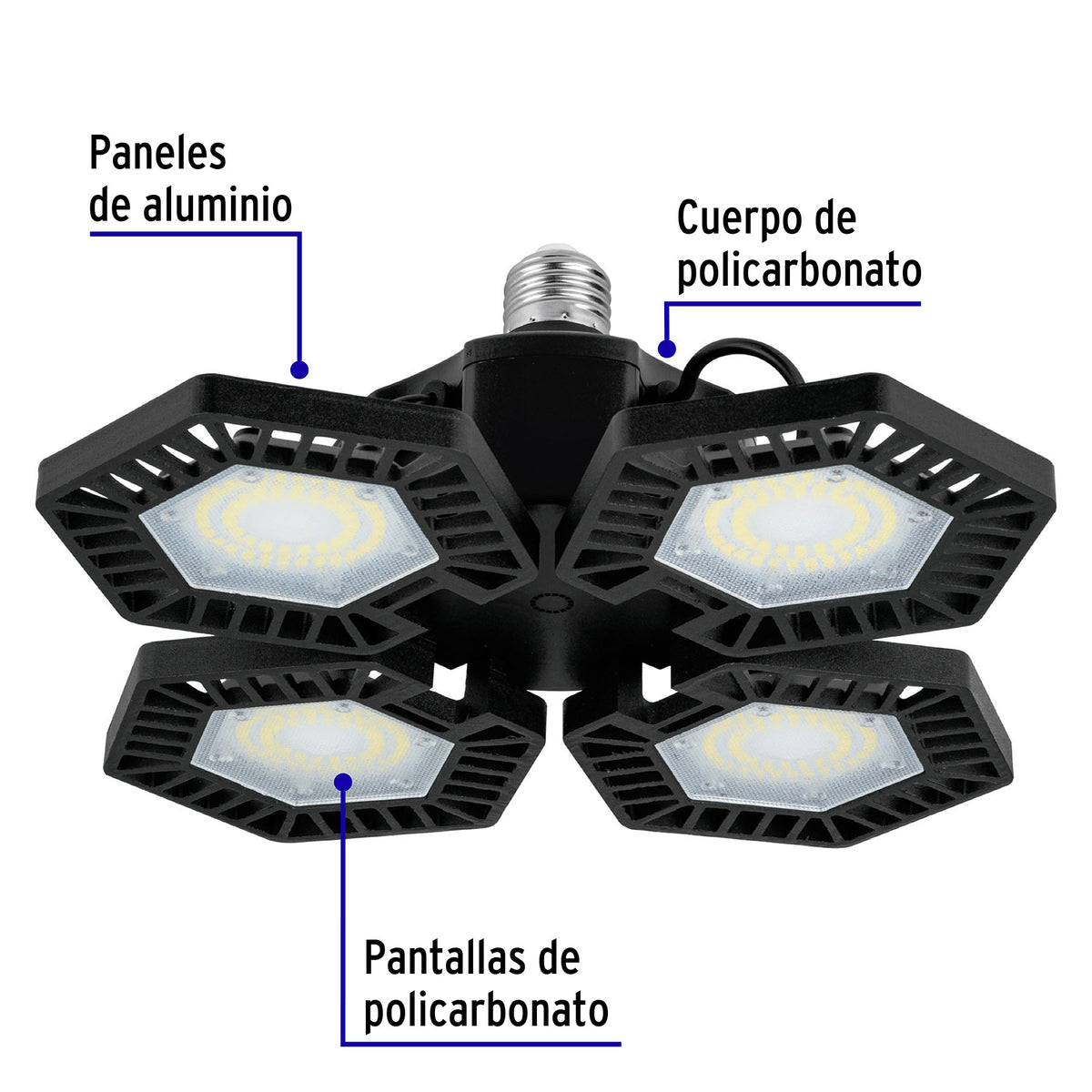 100W 6500K LED lamp with 4 adjustable panels, VOLTECK