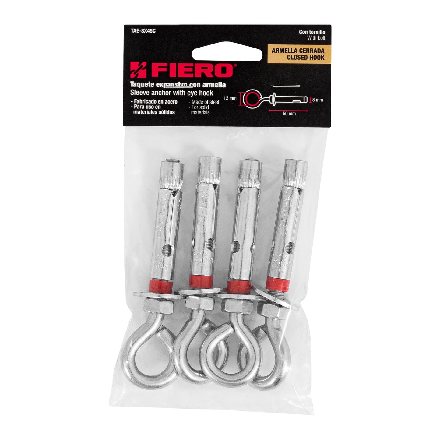 Bag With 4 Expansion Plugs 8x45 mm With Closed Eyelet