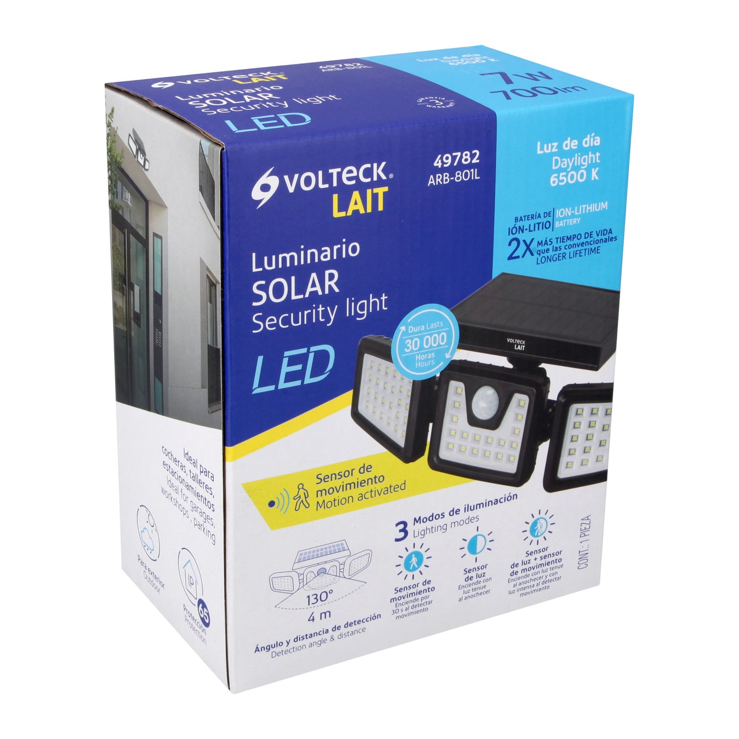 Solar LED Light with Motion Sensor, 7W 65000K VOLTECK