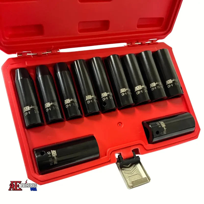1/2" Drive Deep Air Impact Socket Set -Sae- 12 Pcs.
