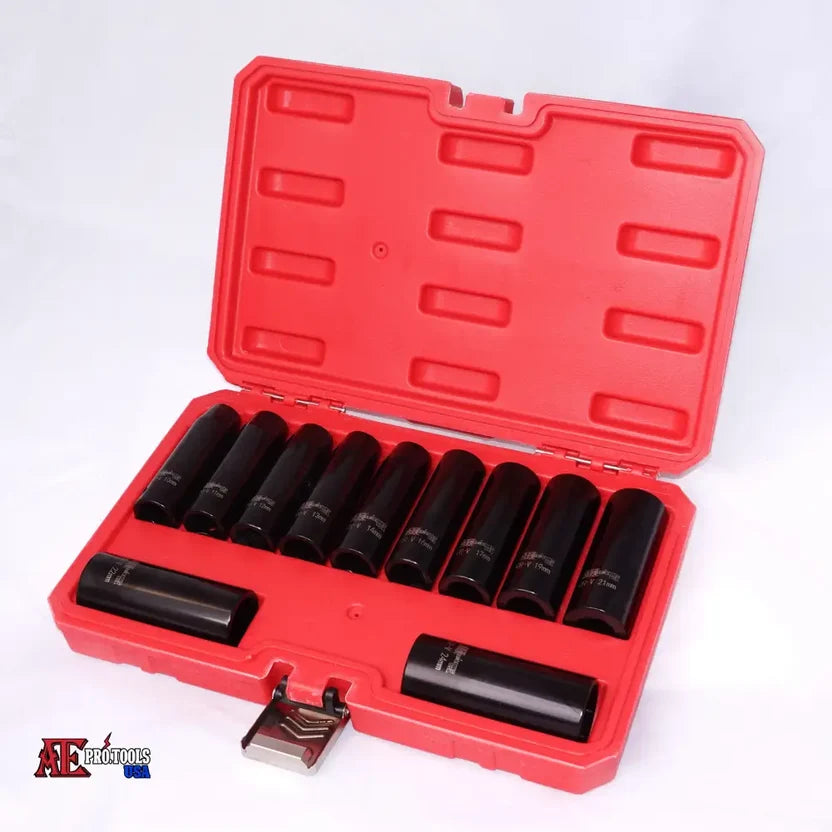 12PC 1/2" Drive Deep Air Impact Socket Set -Mm-