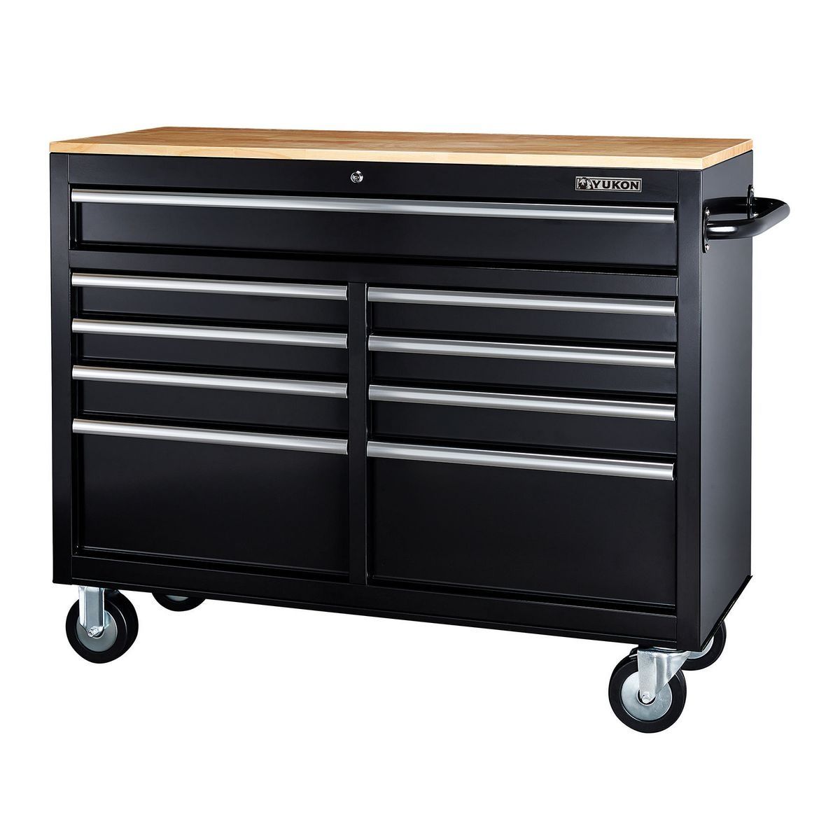 Mobile Storage Cabinet with Solid Wood Top, 46 in., 9-Draw