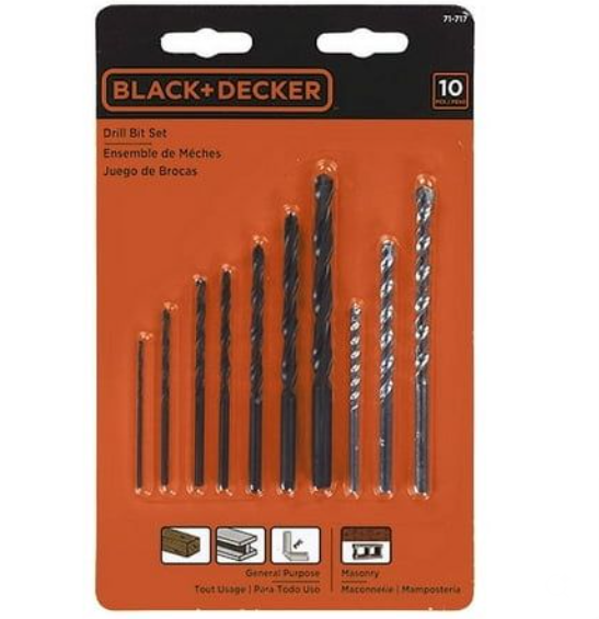 Drill Bit Set 10 pieces By Black & DECKER