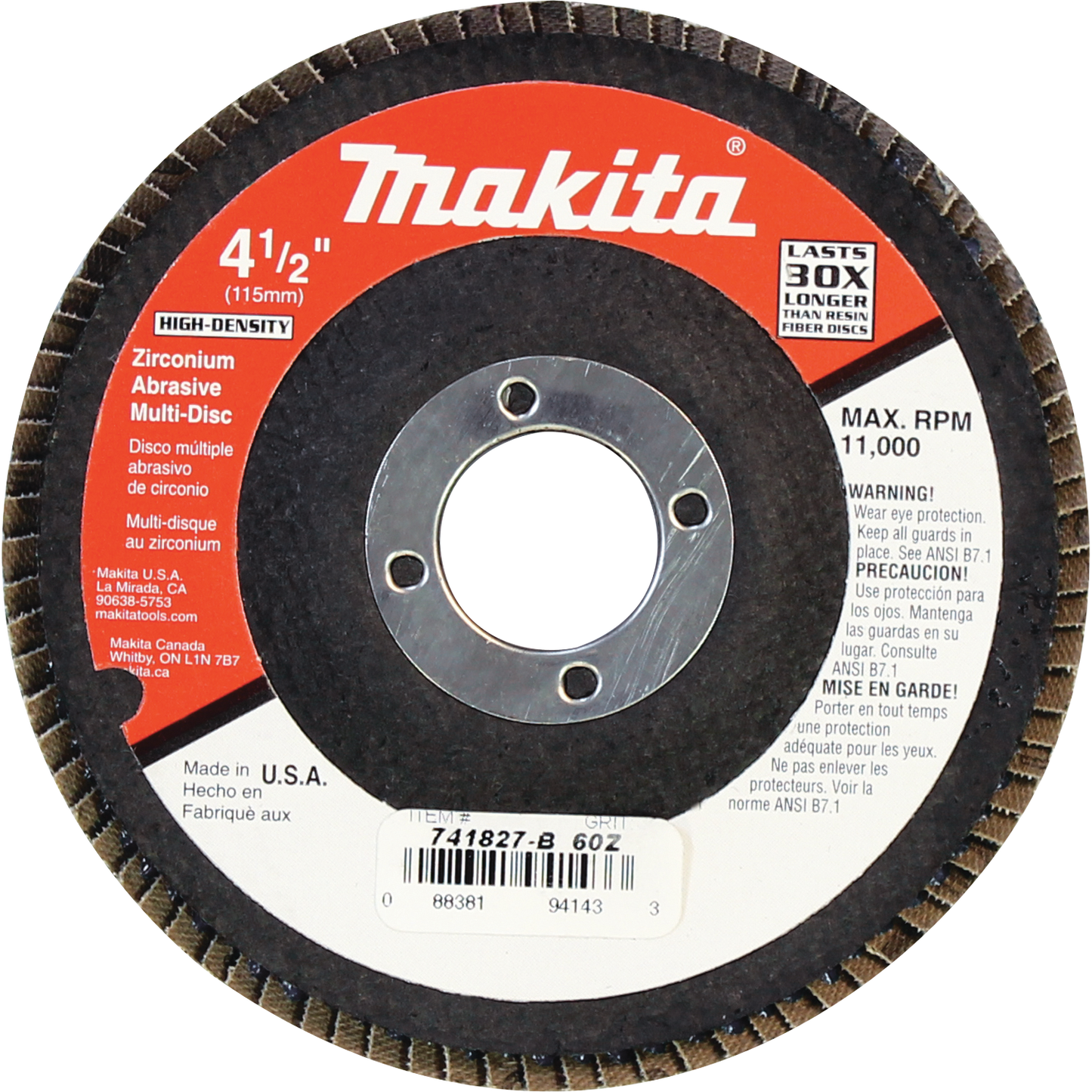 Disc-Multi, 4‑1/2" x 7/8", 60 Grit, Flat Type 27